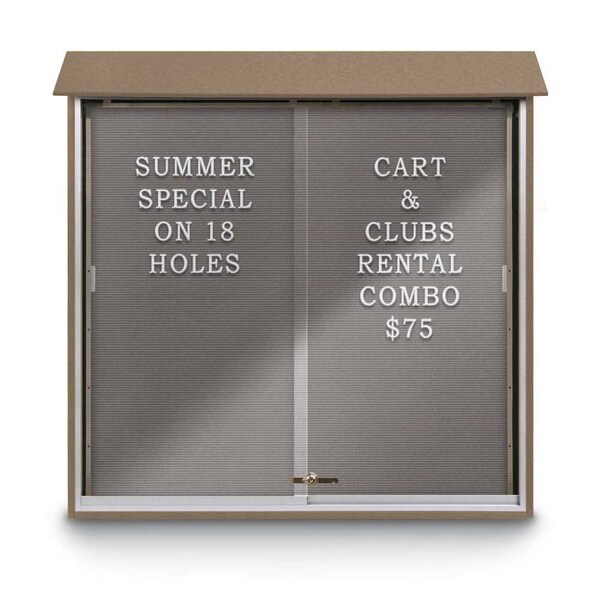 Outdoor Enclosed Combo Board, 72"x36", Bronze Frame/Green & Forbo